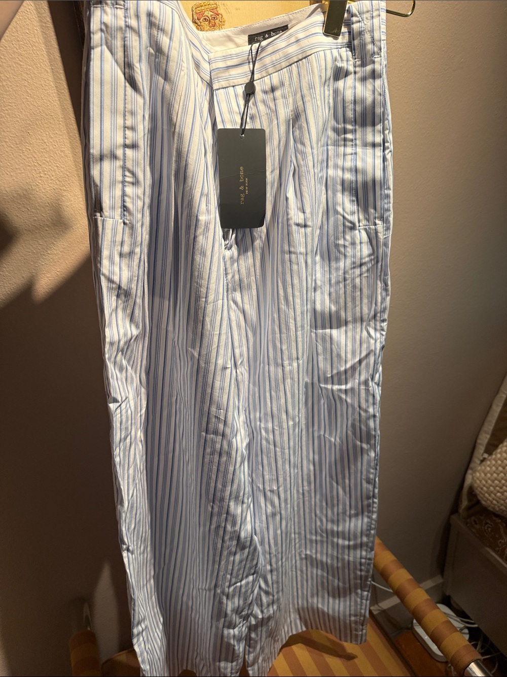 Women’s Rag and Bone Poplin pant Blue & White Stripe NWT.